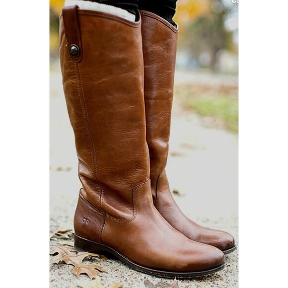 FRYE Melissa Button 2 Womens sz 7 Distressed Leather Knee High Riding Boots - Picture 1 of 6
